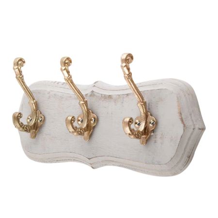 Grey Golden Small Wall Wooden Iron Hooks